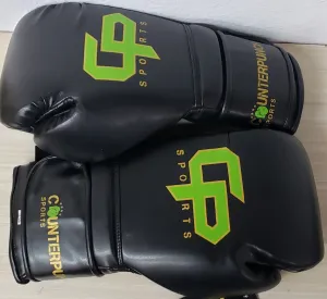 12oz Black with Green Logo Limited Edition Velcro Training Gloves