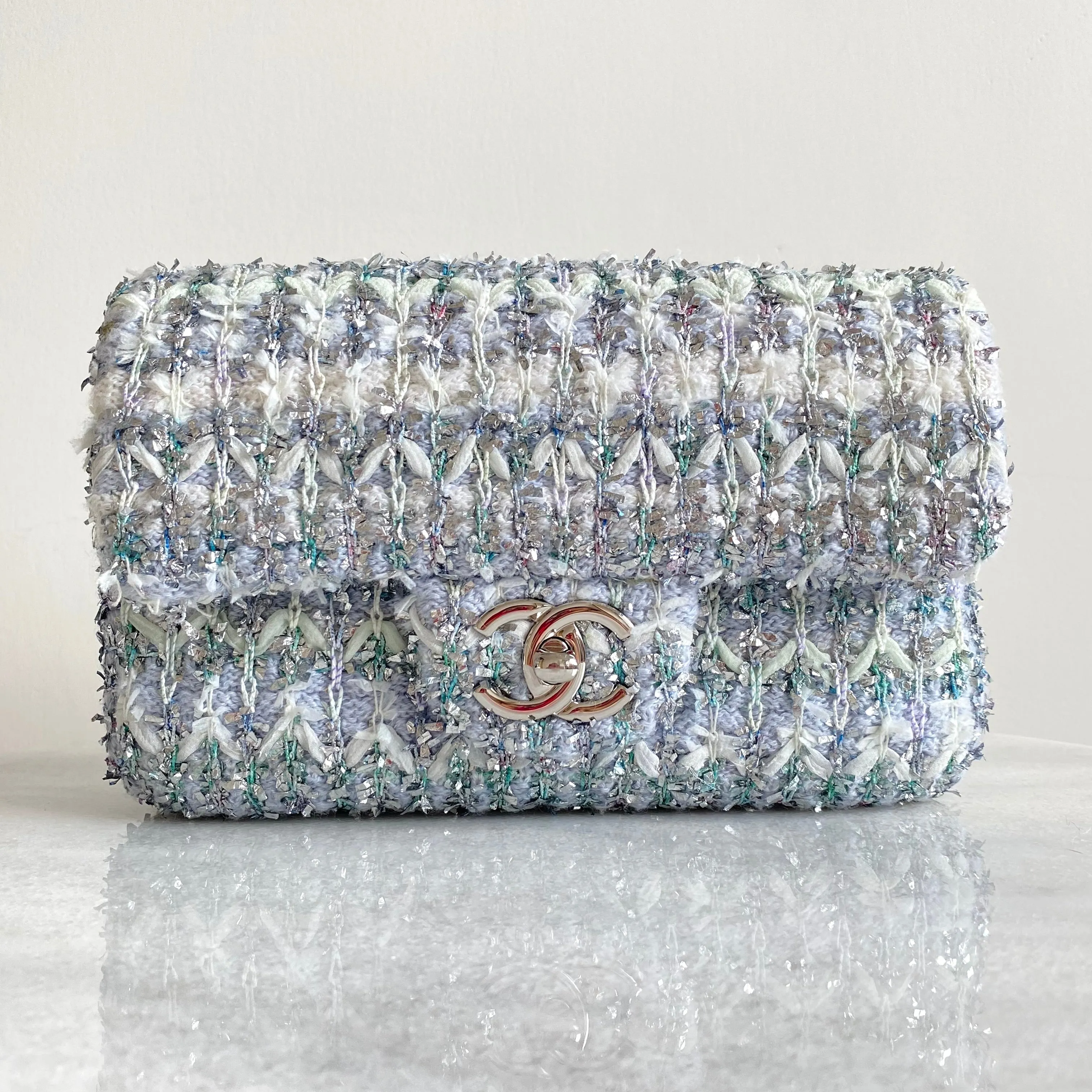 18S Glitter Tweed Mini Flap Bag