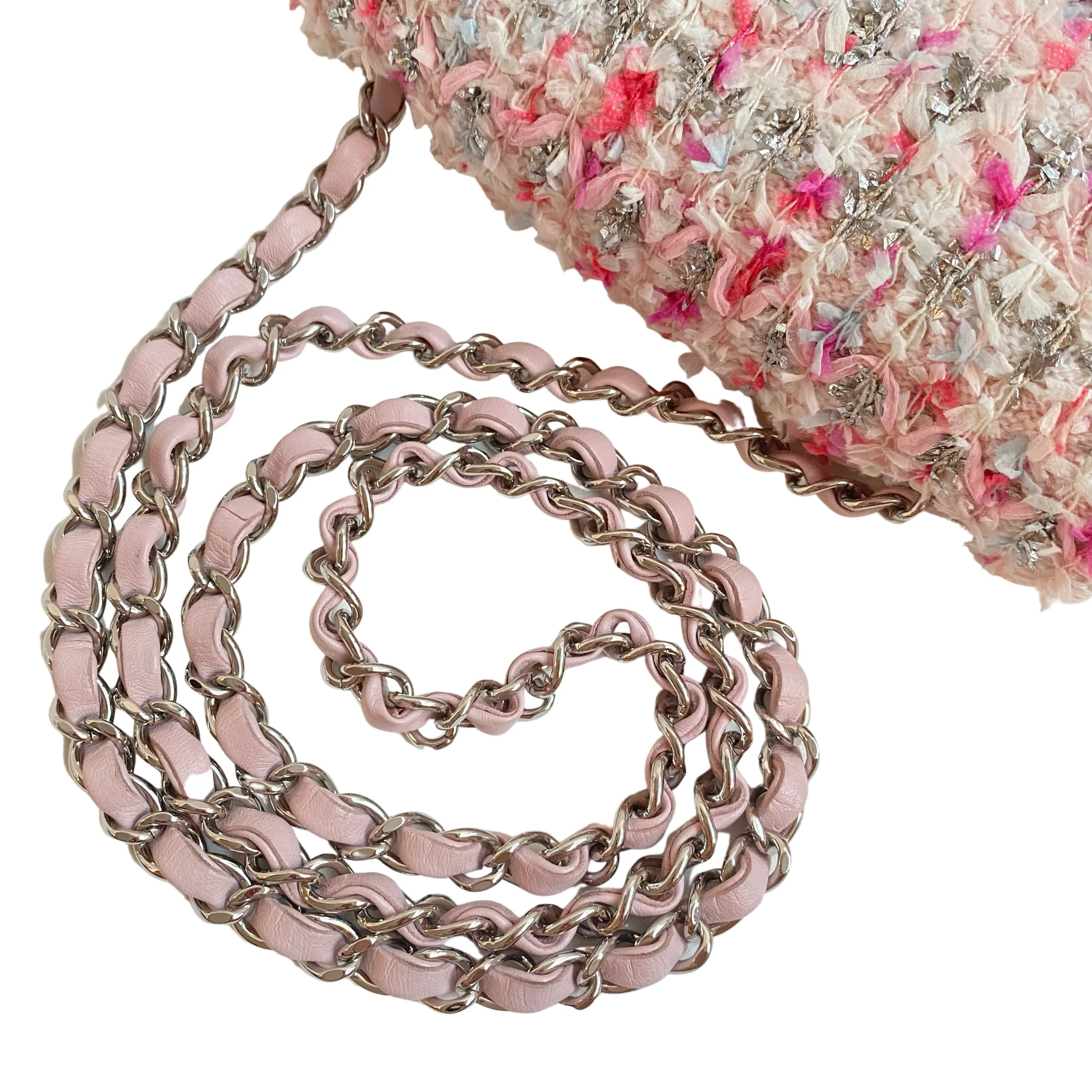 18S Pink Glitter Tweed Mini Flap Bag
