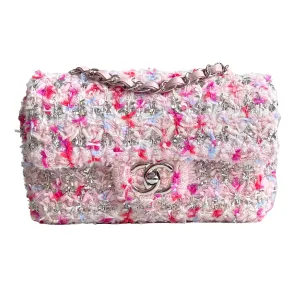 18S Pink Glitter Tweed Mini Flap Bag