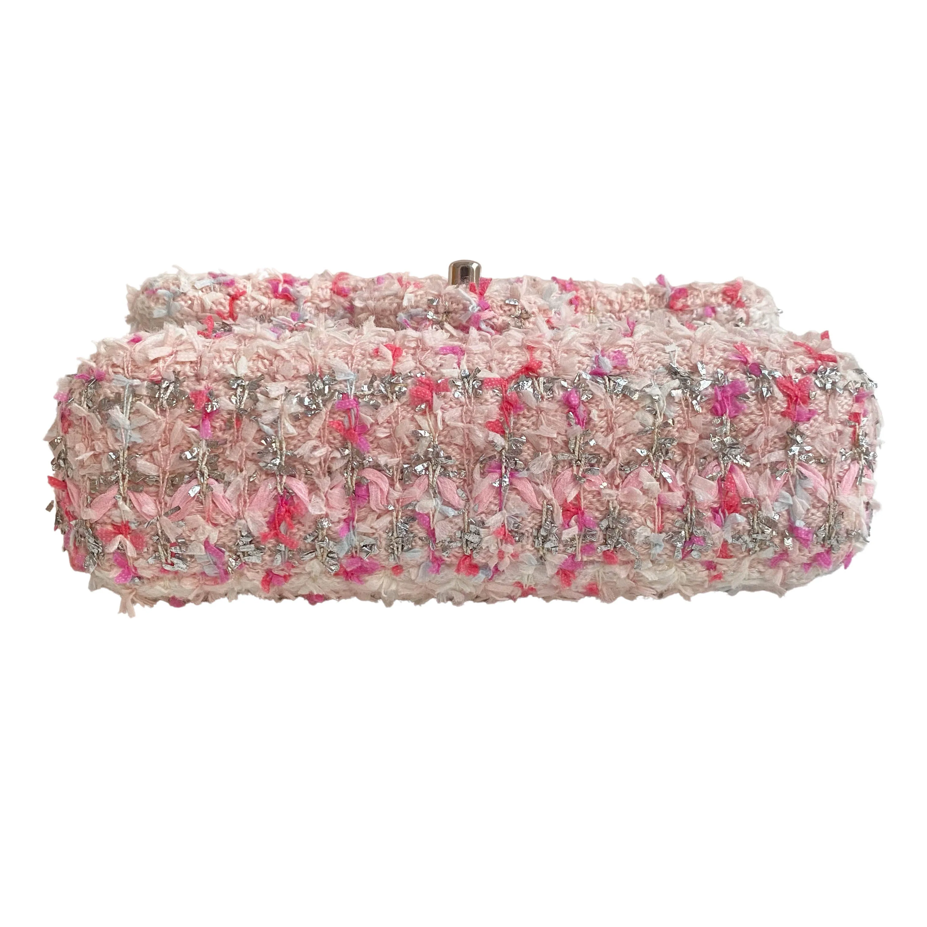18S Pink Glitter Tweed Mini Flap Bag