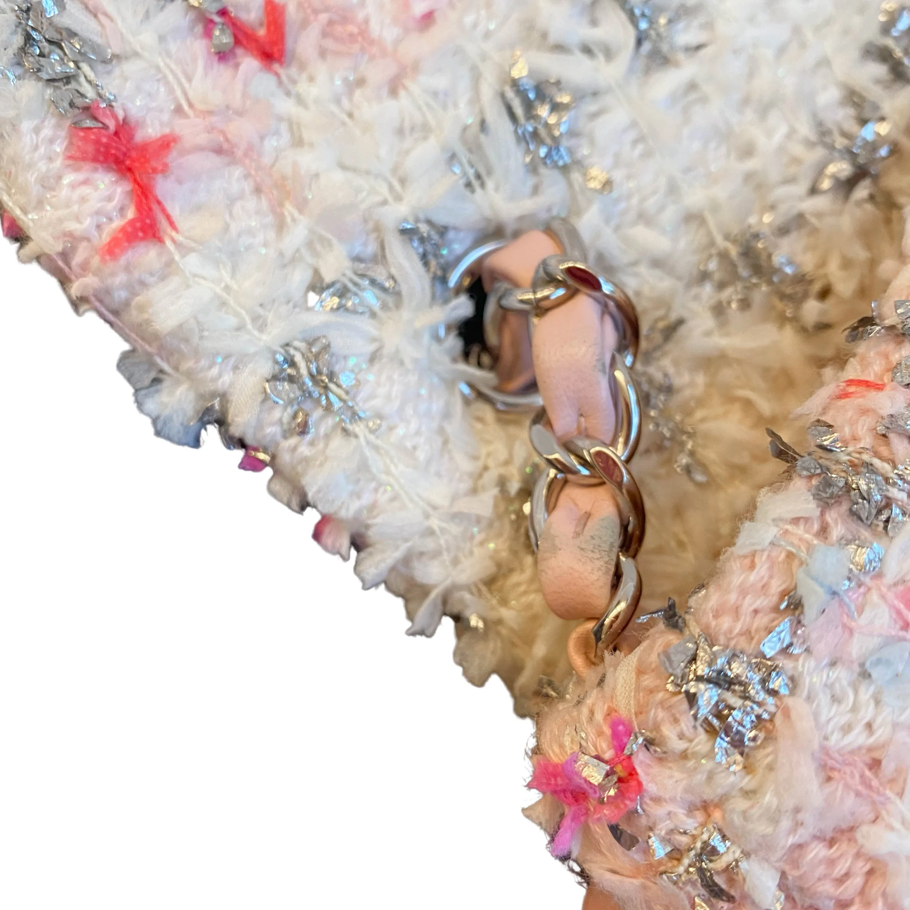 18S Pink Glitter Tweed Mini Flap Bag