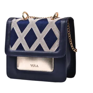 1917 Nelia Medium Shoulder Bag - Blue & Gold
