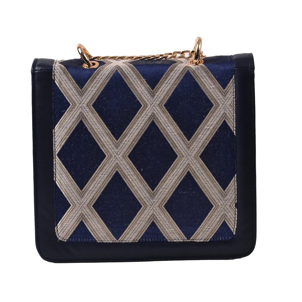 1917 Nelia Medium Shoulder Bag - Blue & Gold