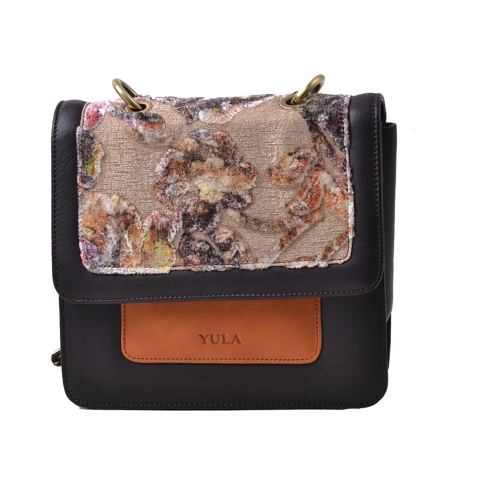 1921 Nelia Medium Shoulder Bag - Chocolate Brown & Rust