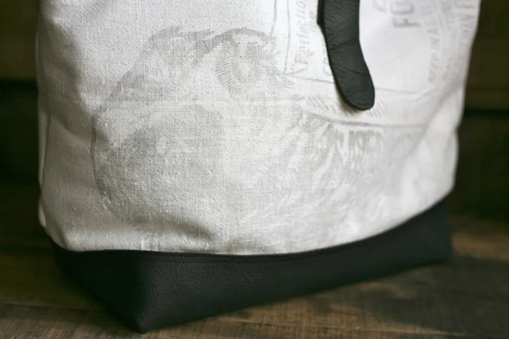 1940's era Cotton & Leather Carryall - SOLD