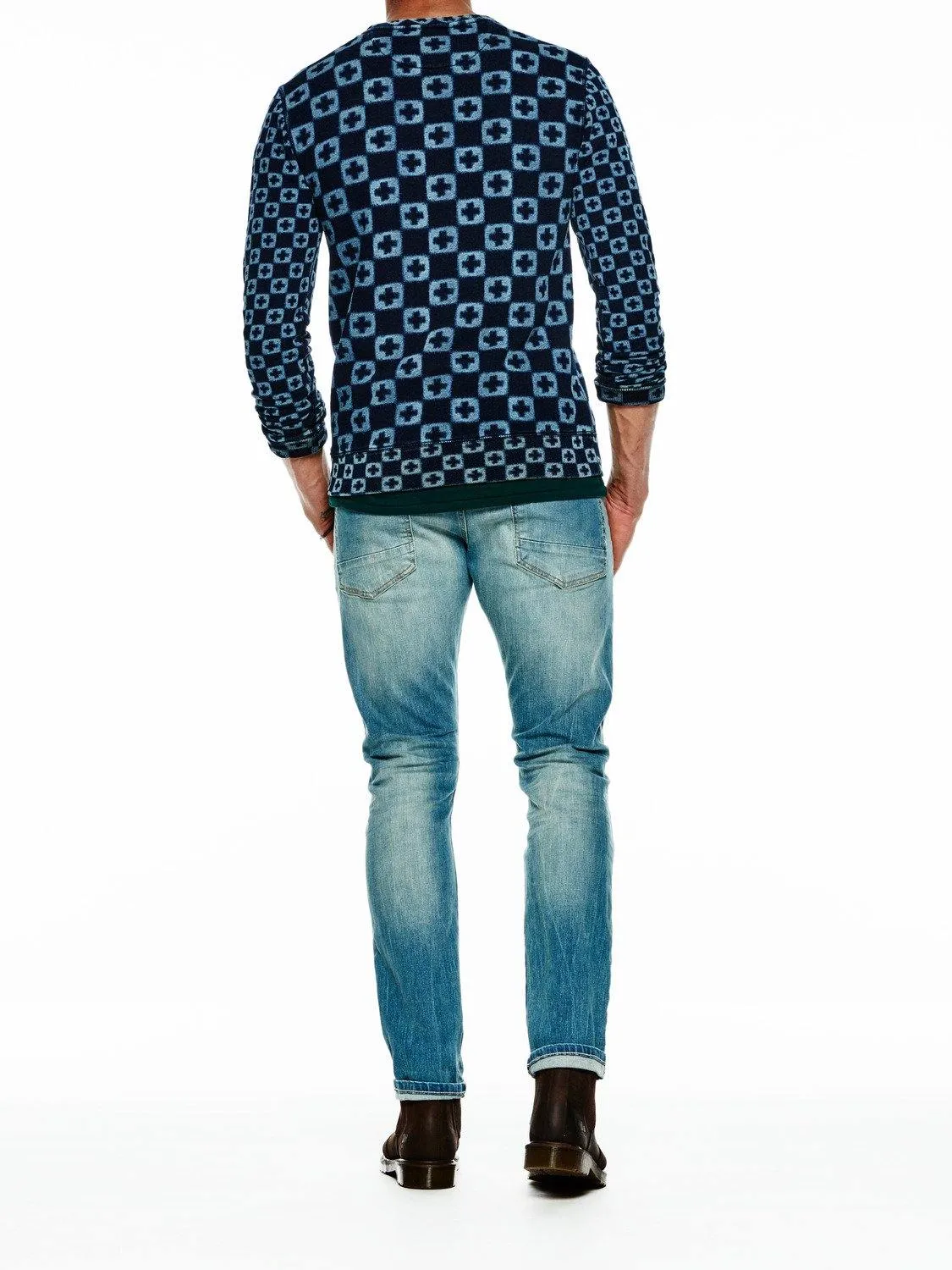All-Over Printed Sweater Navy