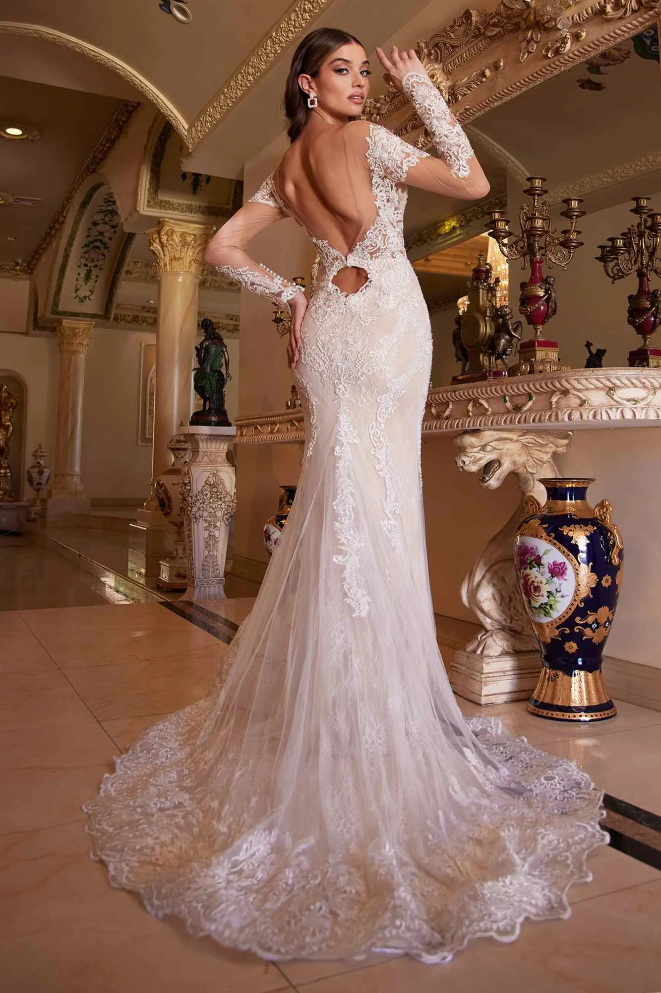 Andrea & Leo A1022 Bohemian Lace Mermaid Gown