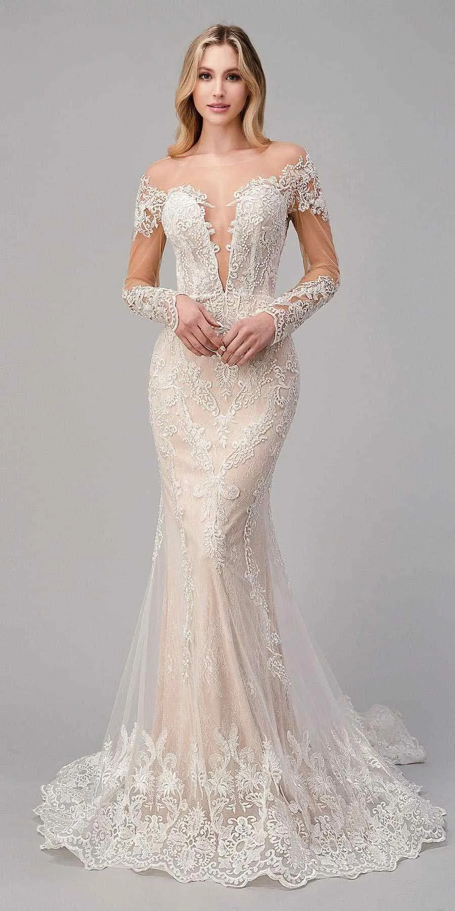 Andrea & Leo A1022 Bohemian Lace Mermaid Gown