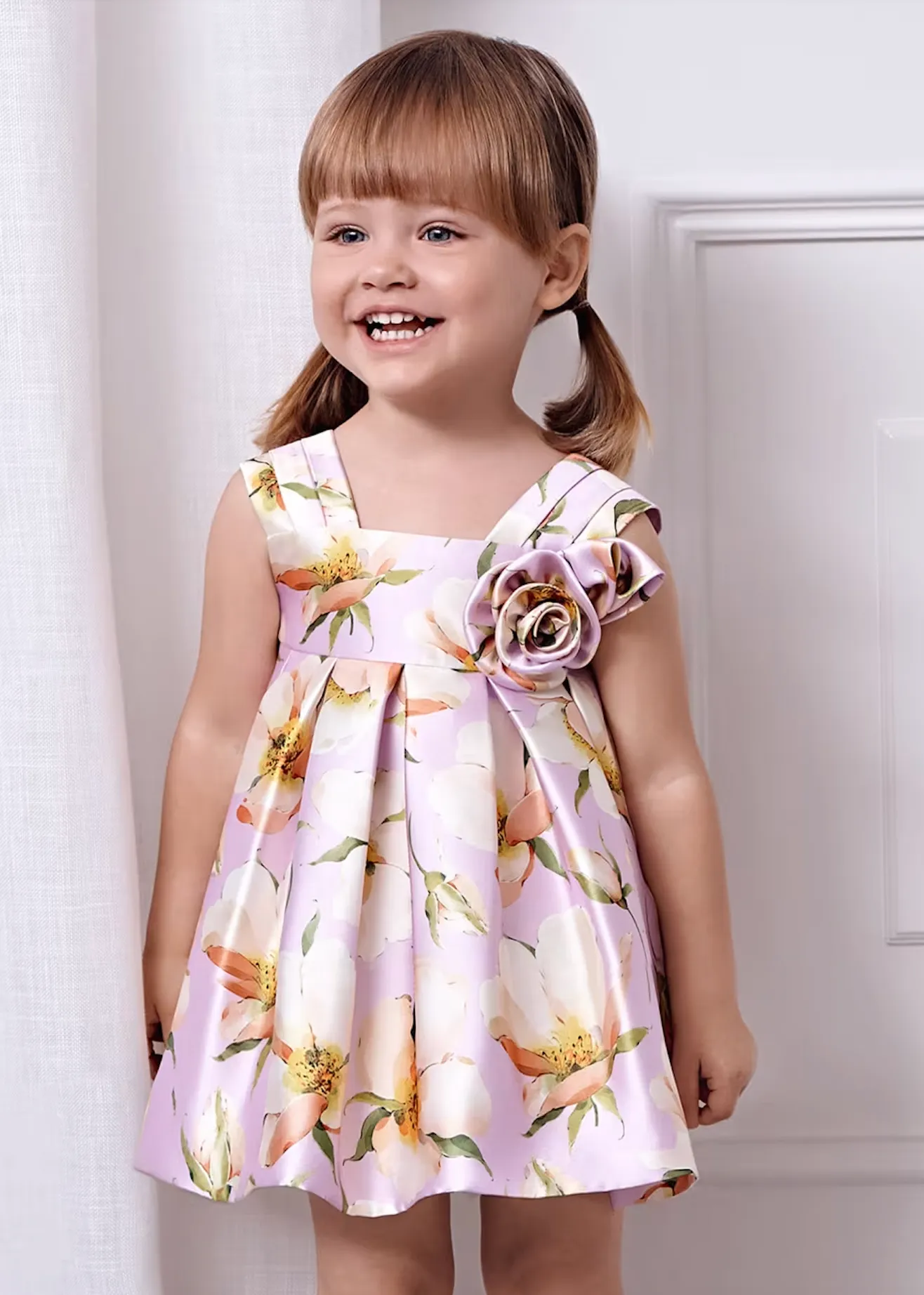 Baby Printed Mikado Dress - Mauve