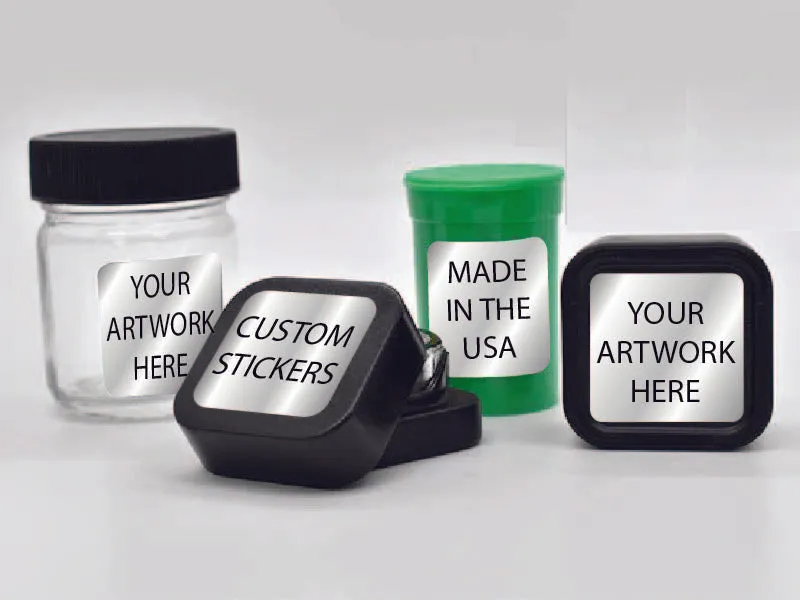 Beast Branding CUSTOM PRINTED STICKERS - 1" x 1" Square for 5ml Square Jar Lid or Bottom