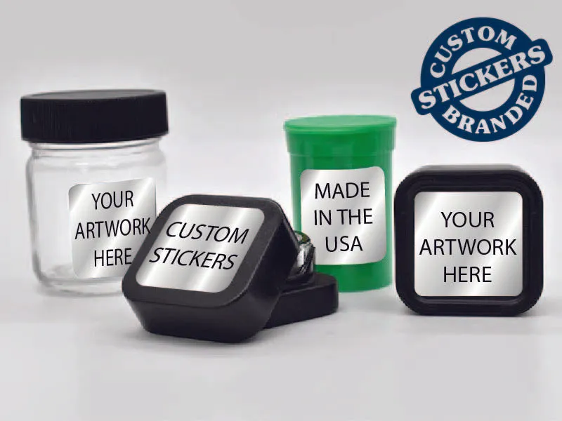Beast Branding CUSTOM PRINTED STICKERS - 1" x 1" Square for 5ml Square Jar Lid or Bottom