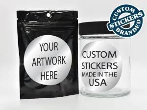 Beast Branding CUSTOM PRINTED STICKERS - 3" Circle for 1/8 Oz, 1/4 Oz, Gram Mylar Bag, & 60 Dram