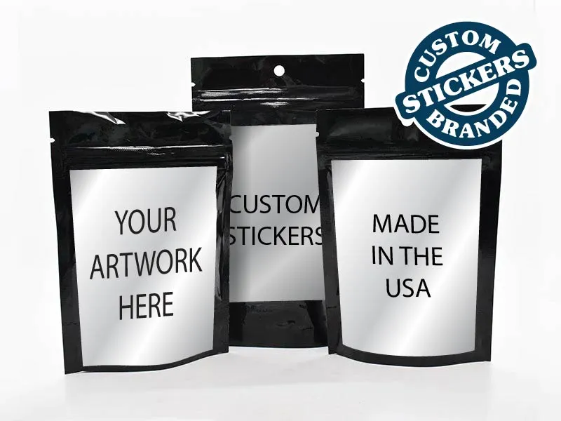 Beast Branding CUSTOM PRINTED STICKERS - 4" x 6" Rectangle for 1/2 Oz, 1 Oz Mylar Bag, Exit Bags