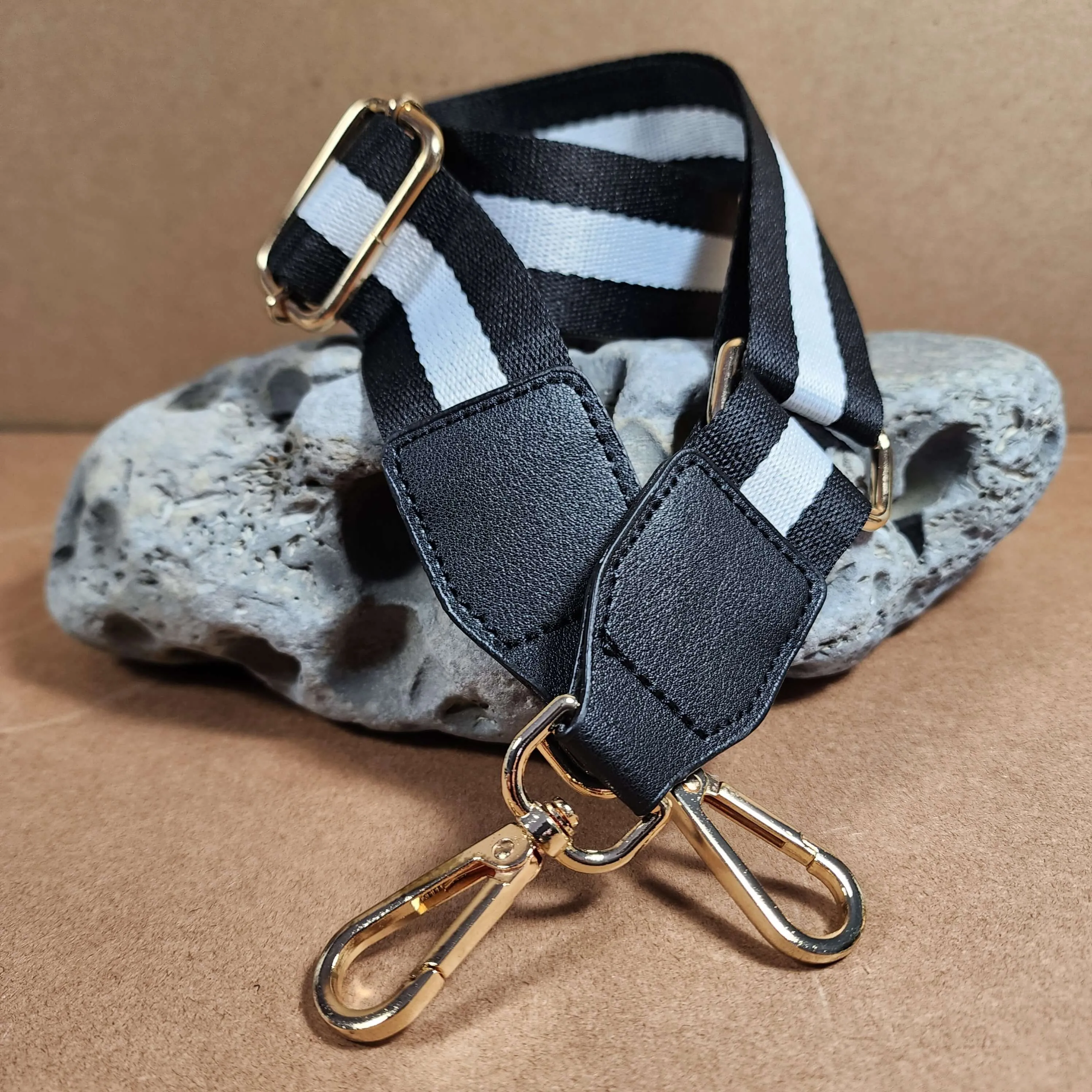 Black and White Striped Purse Strap, Bag Strap | 33-54 Inch Guitar purse straps