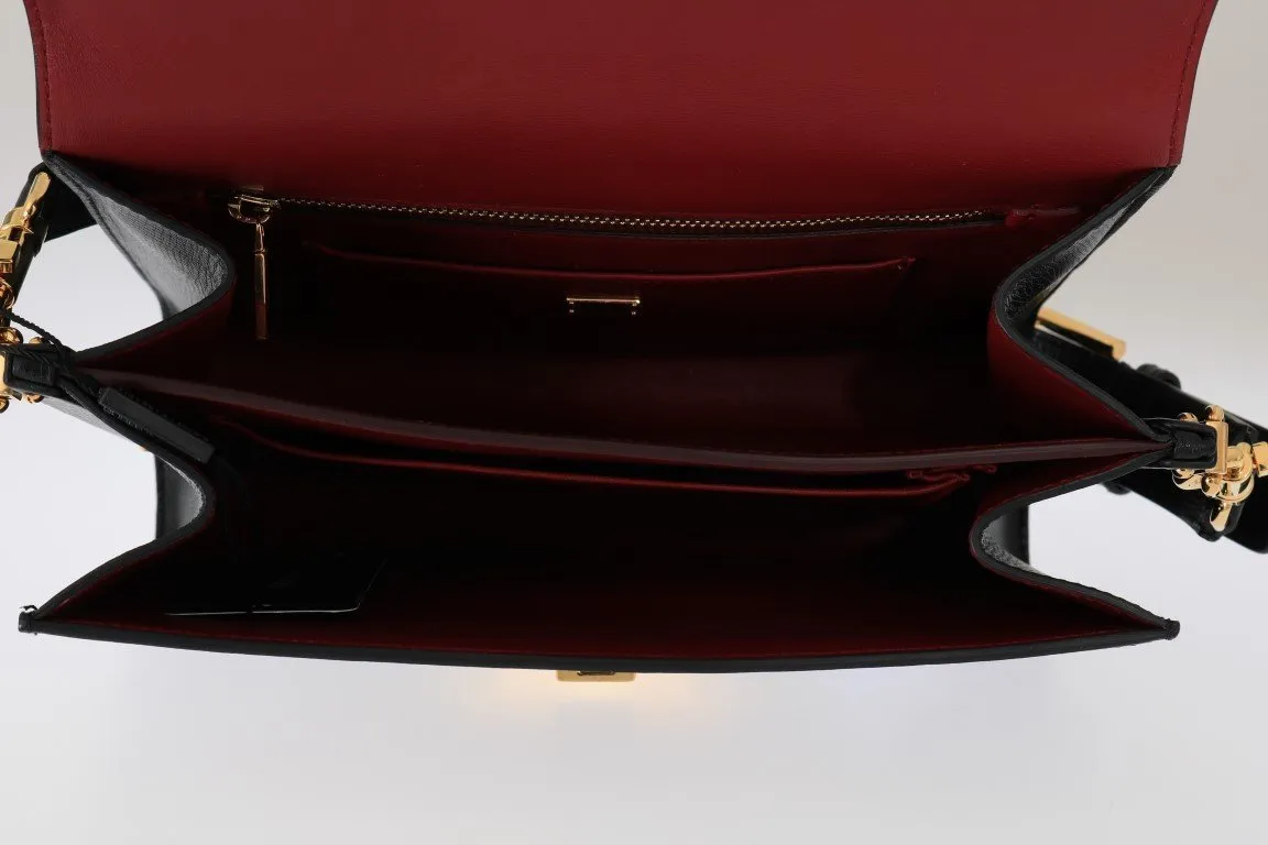 Black Leather LUCIA Shoulder Bag