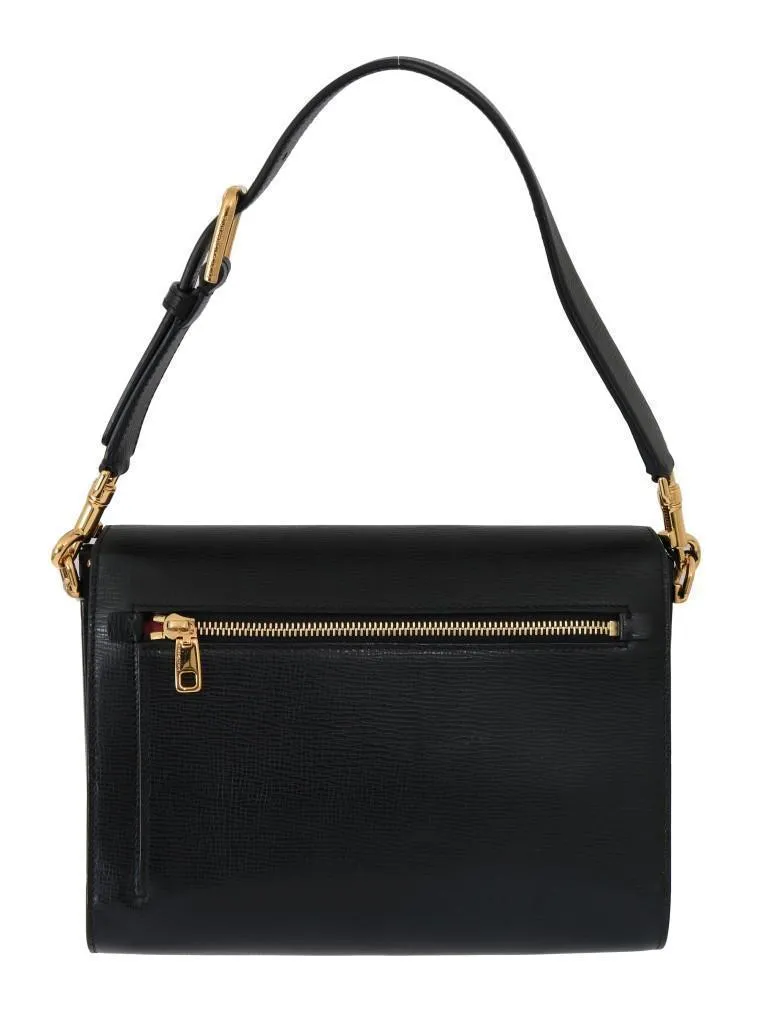 Black Leather LUCIA Shoulder Bag