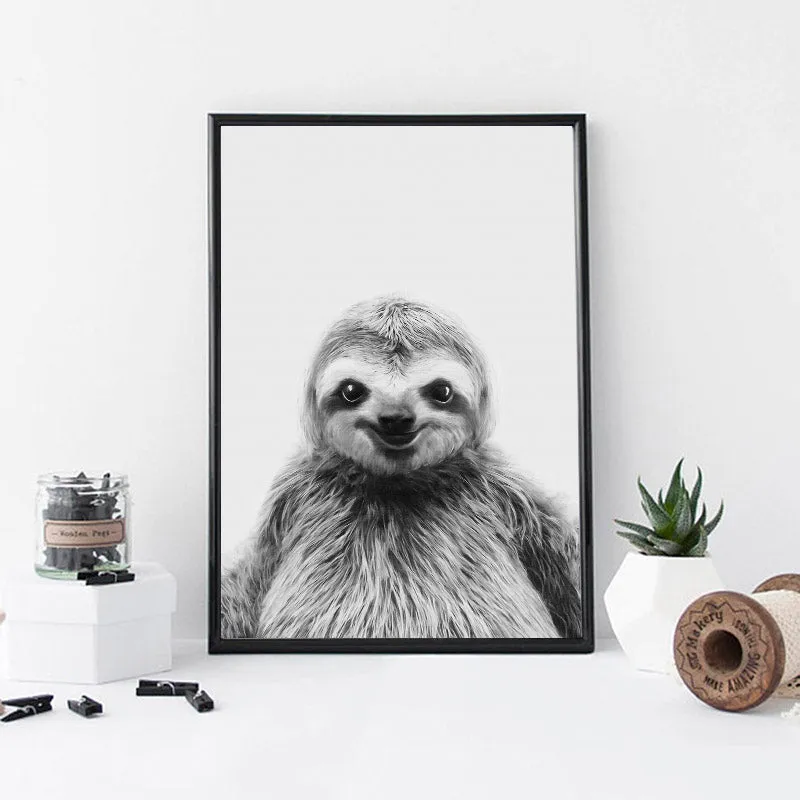 Black White Sloth Wall Art