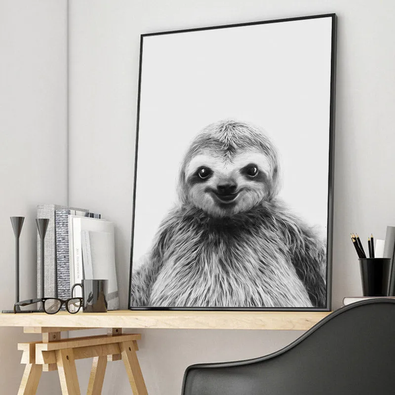 Black White Sloth Wall Art