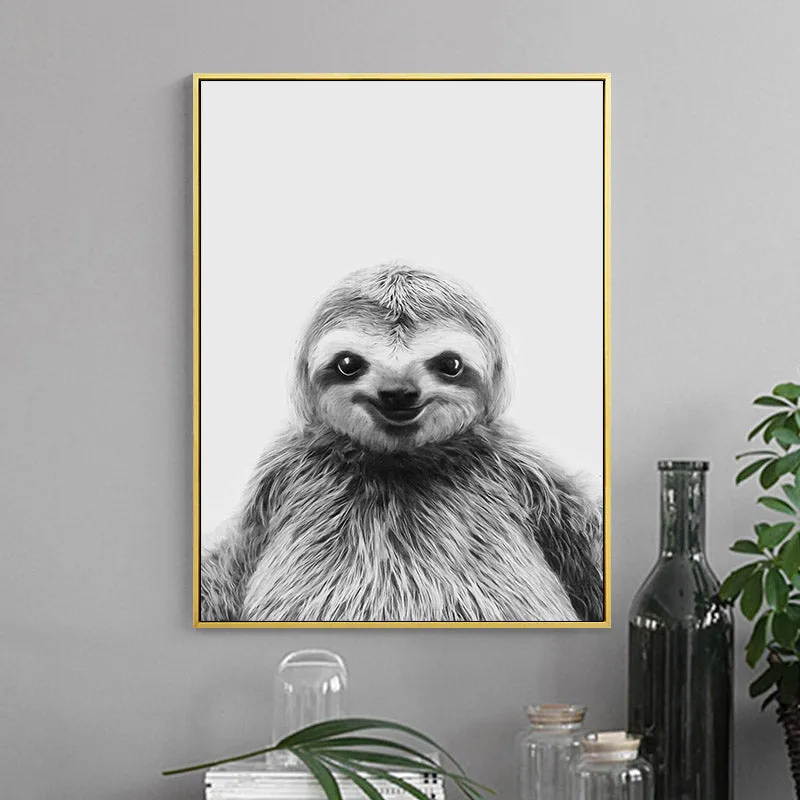 Black White Sloth Wall Art