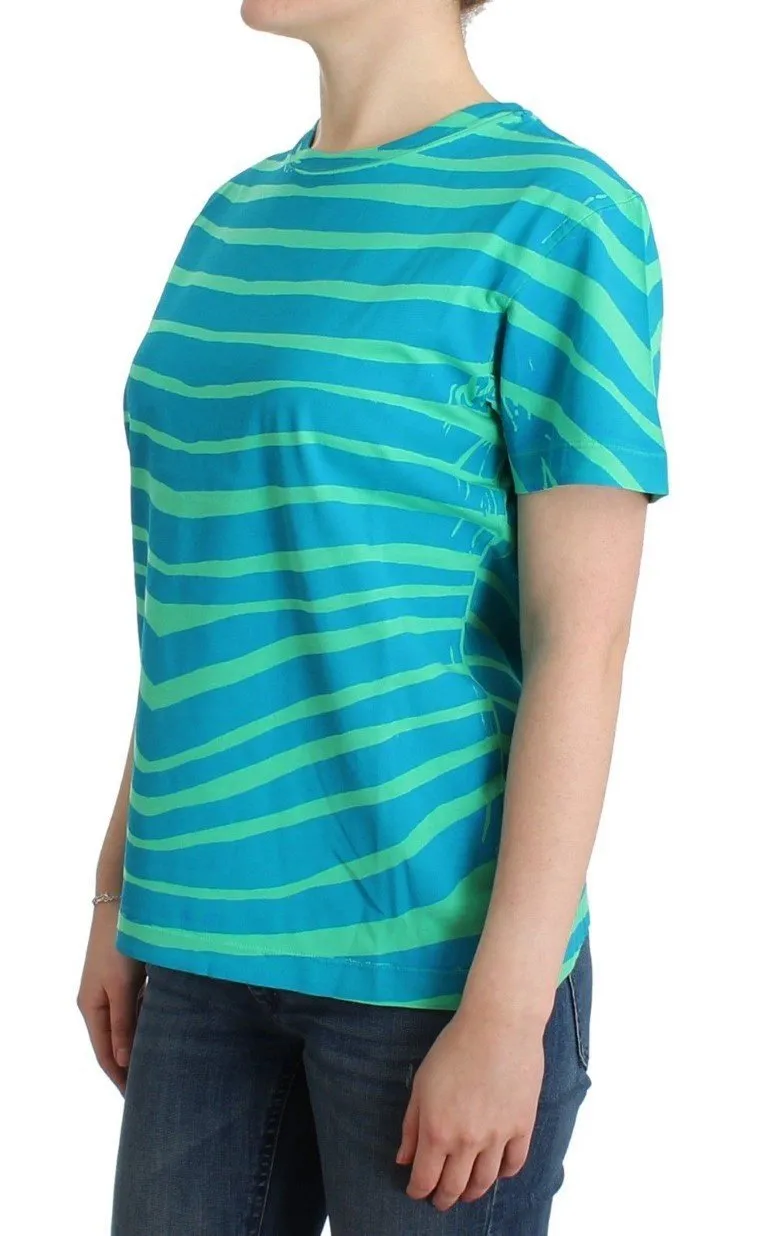 Blue striped cotton t-shirt