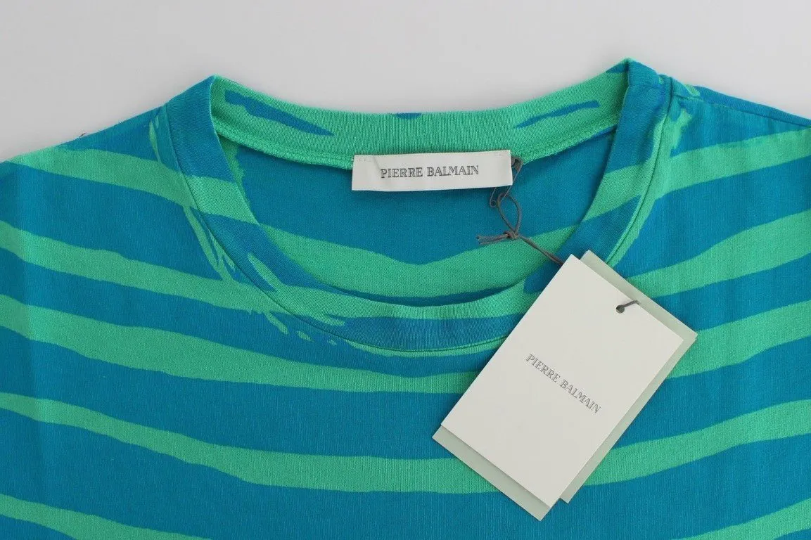 Blue striped cotton t-shirt