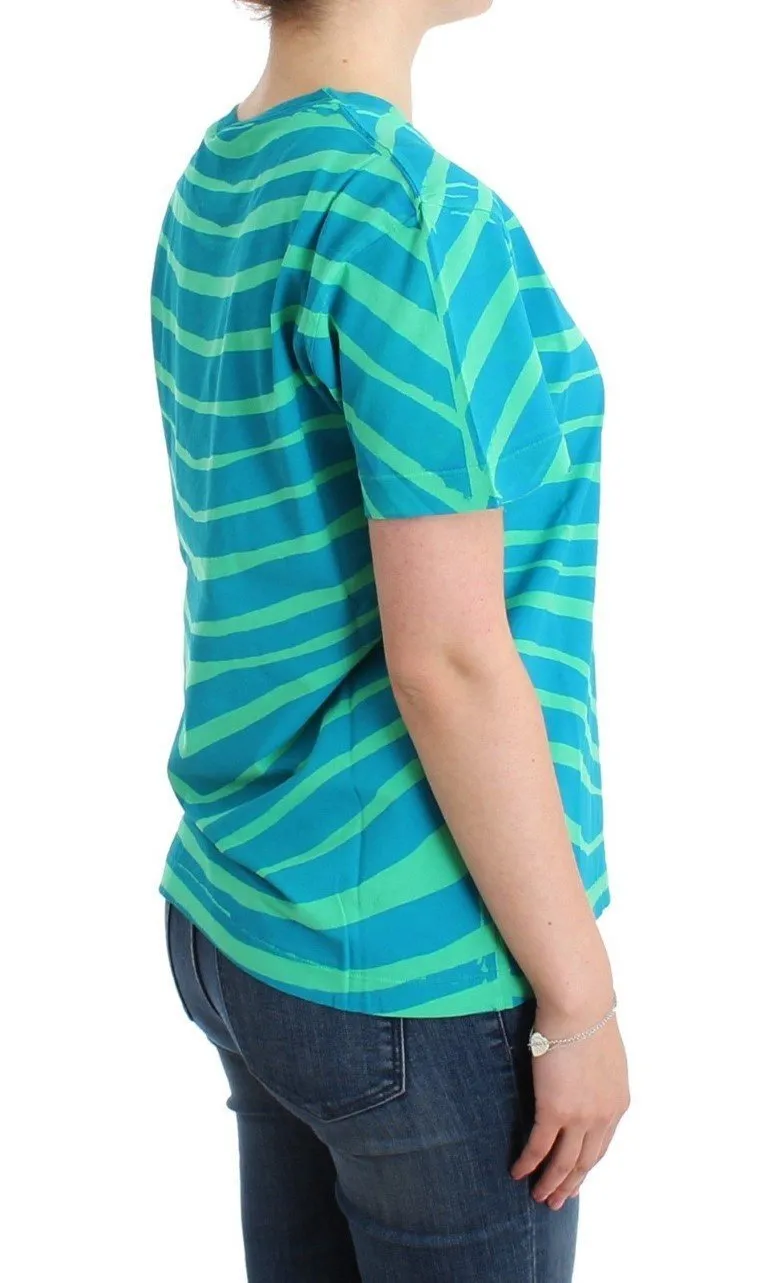 Blue striped cotton t-shirt