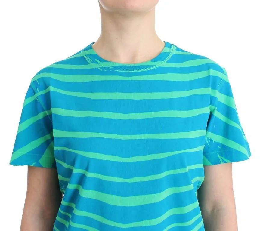 Blue striped cotton t-shirt