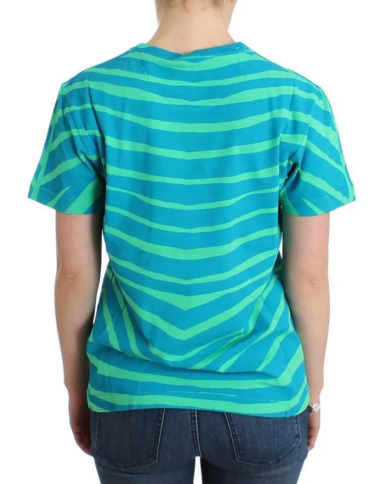 Blue striped cotton t-shirt