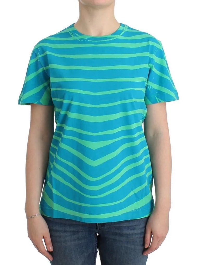 Blue striped cotton t-shirt