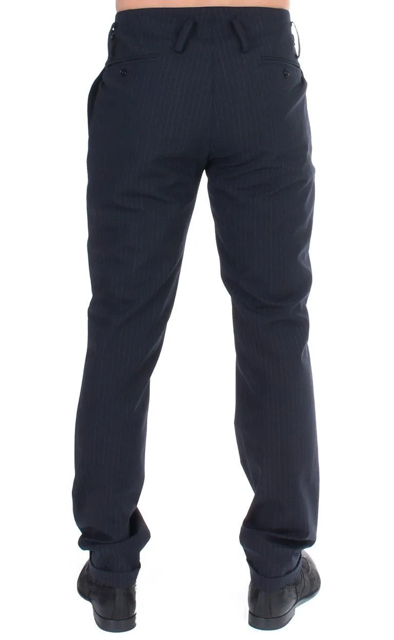 Blue striped wool blend pants