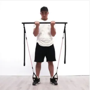 Bodybuilding Bar With Long-Lasting Adjustable Resistance Bands