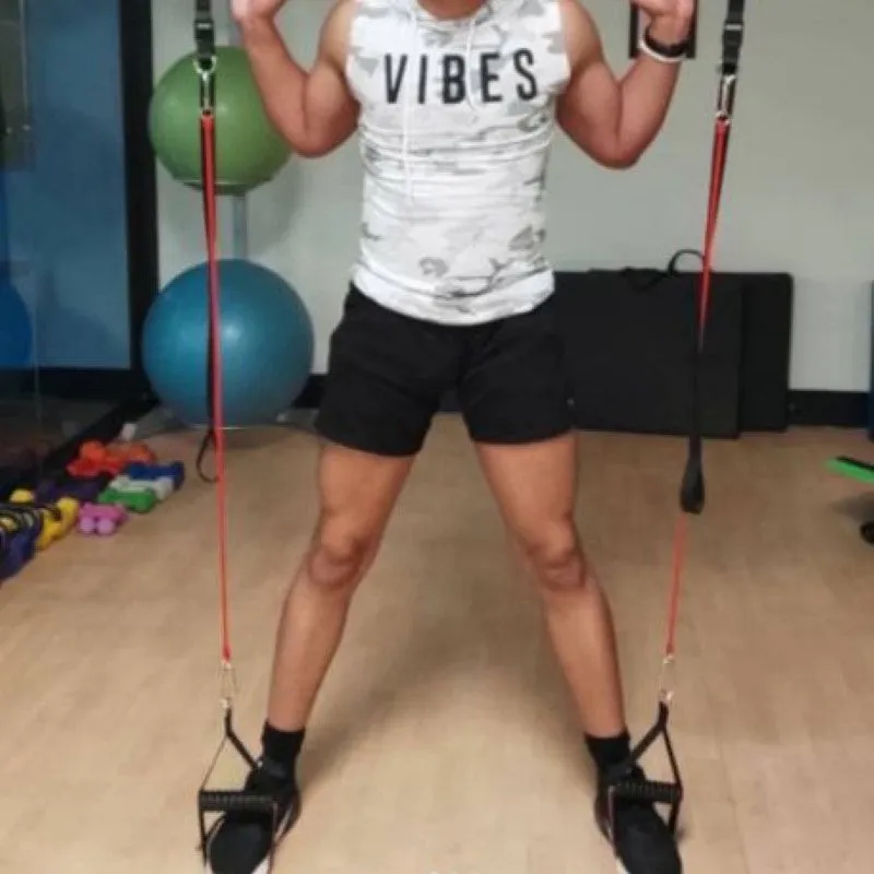 Bodybuilding Bar With Long-Lasting Adjustable Resistance Bands