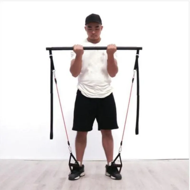 Bodybuilding Bar With Long-Lasting Adjustable Resistance Bands