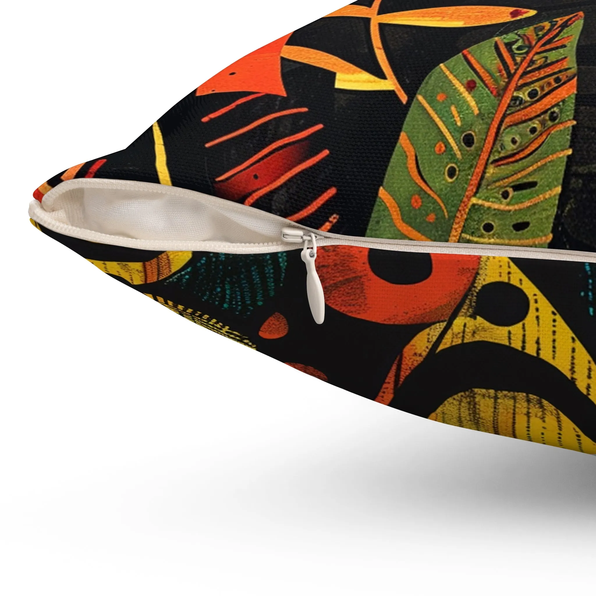 Bohemian Jungle Decorative Pillow | Colorful Leaf & Geometric Patterns | Double Sided