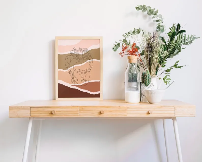 Boho line face Wall Art