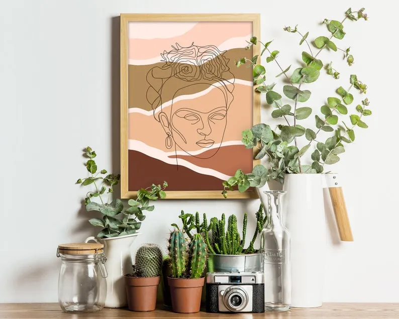 Boho line face Wall Art