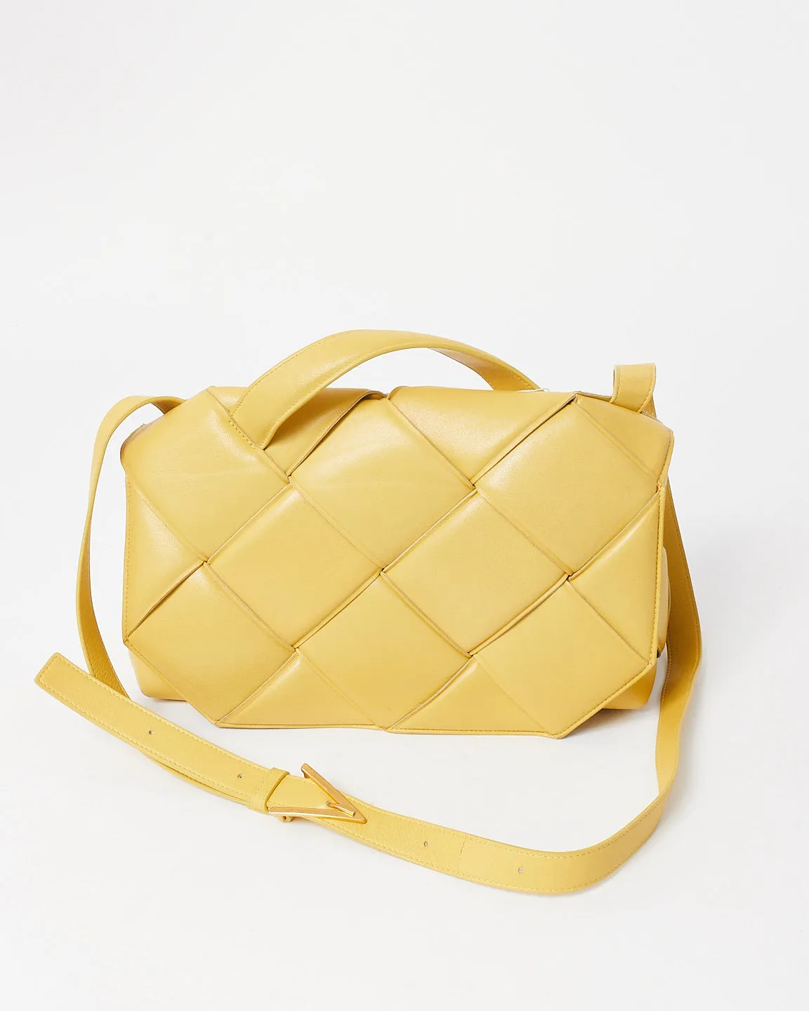Bottega Veneta Yellow (Corn) Nappa Maxi Intrecciato Leather Padded The Top Handle Bag
