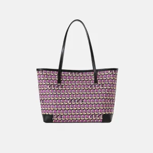 Brand Large Monogram Printed Tote Bag - Purple