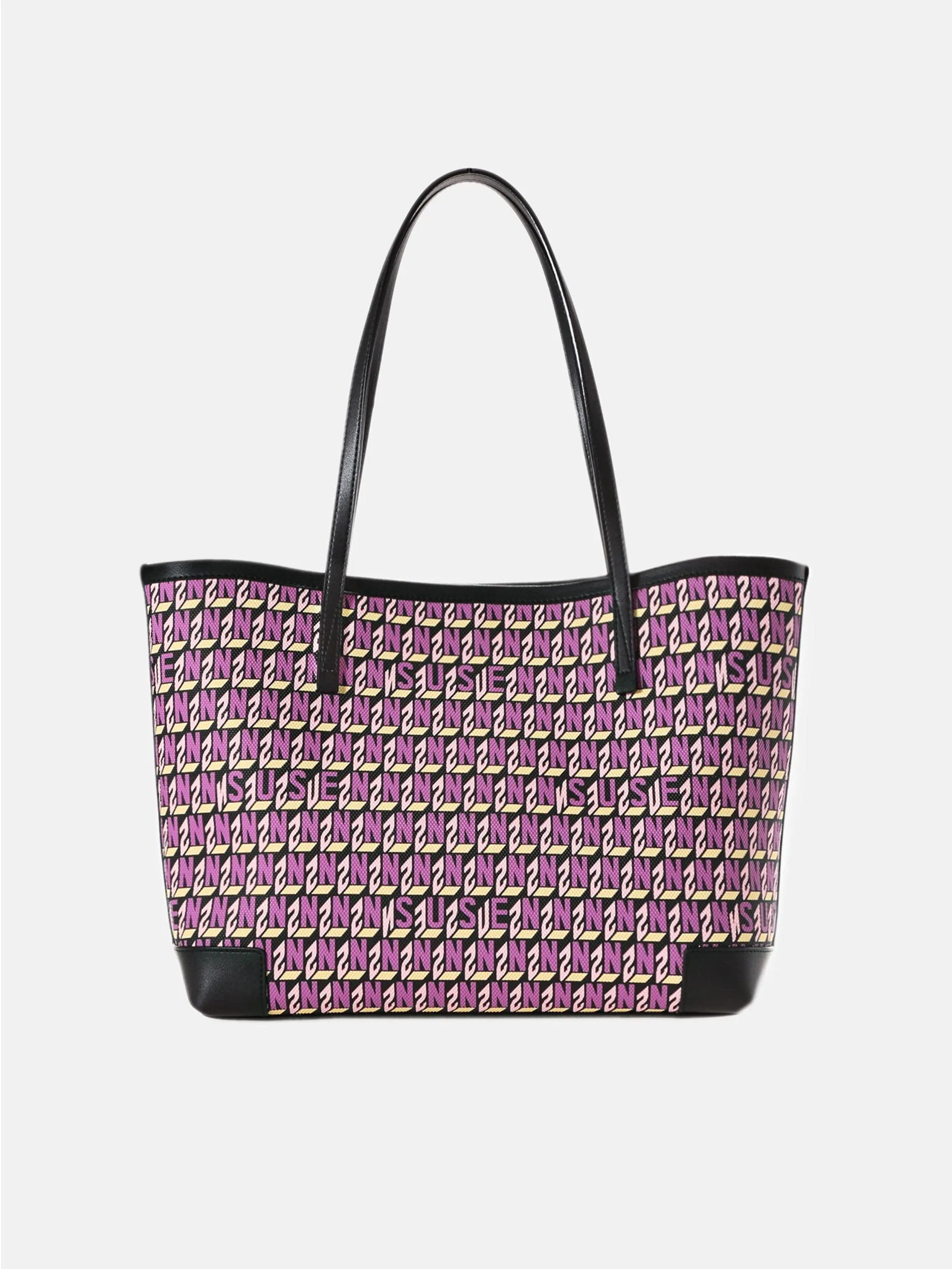 Brand Large Monogram Printed Tote Bag - Purple