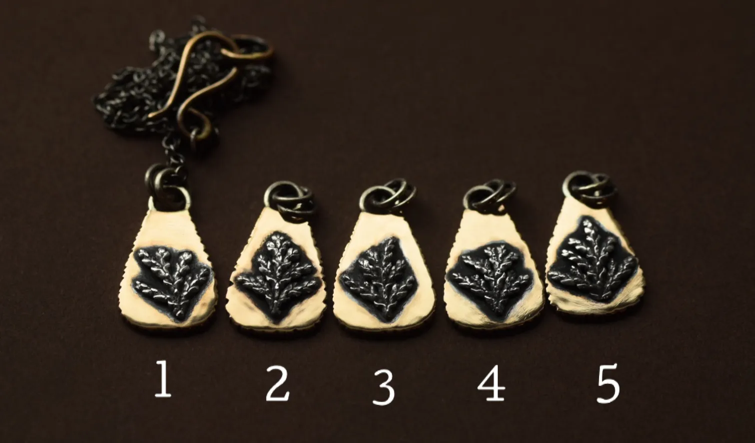 Bronze and Sterling Fern Spray Necklace