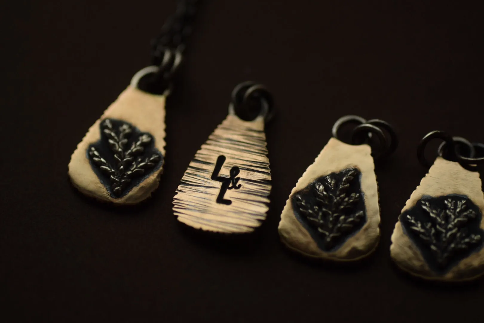 Bronze and Sterling Fern Spray Necklace