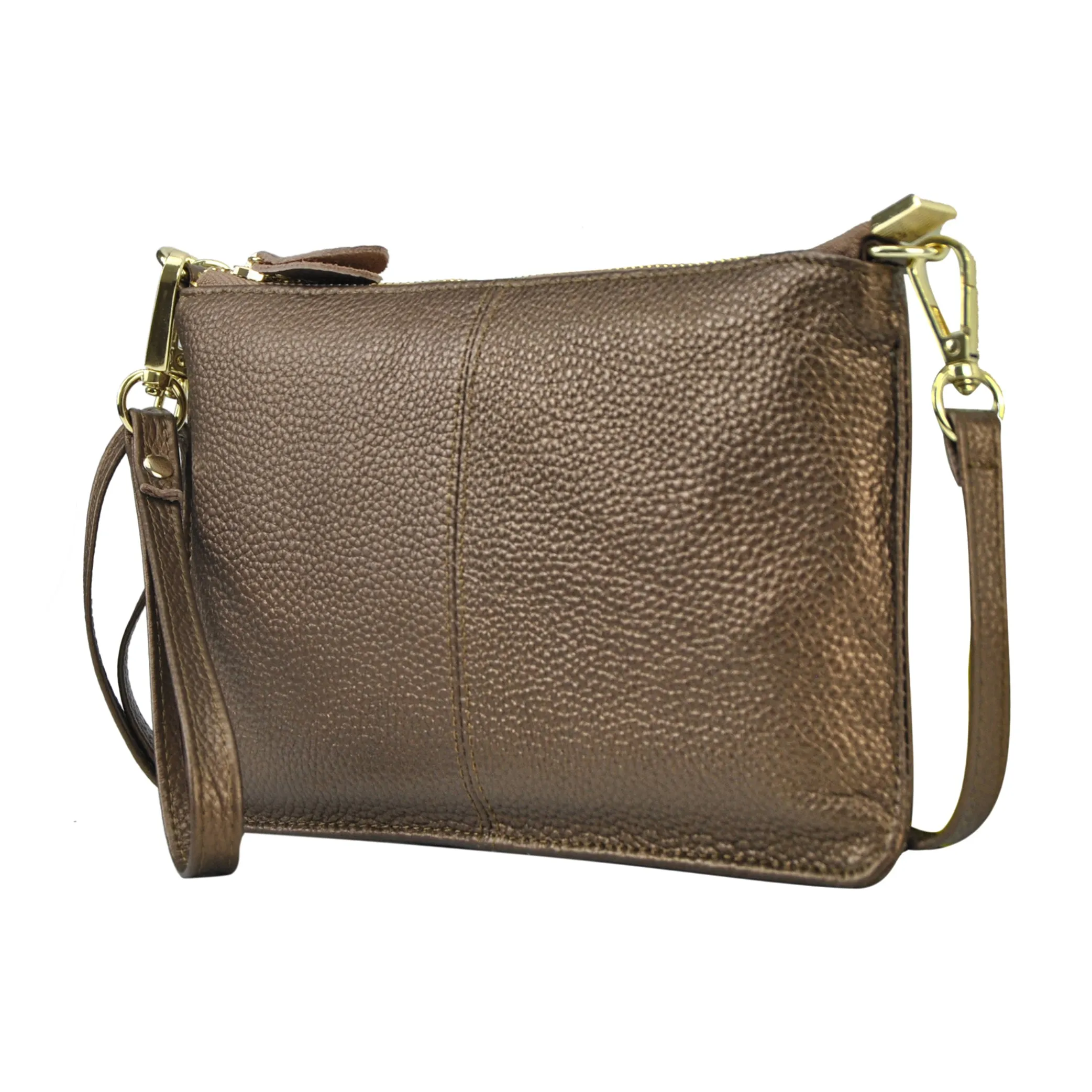 Bronze NGIL Genuine Leather Wristlet Crossbody Bag