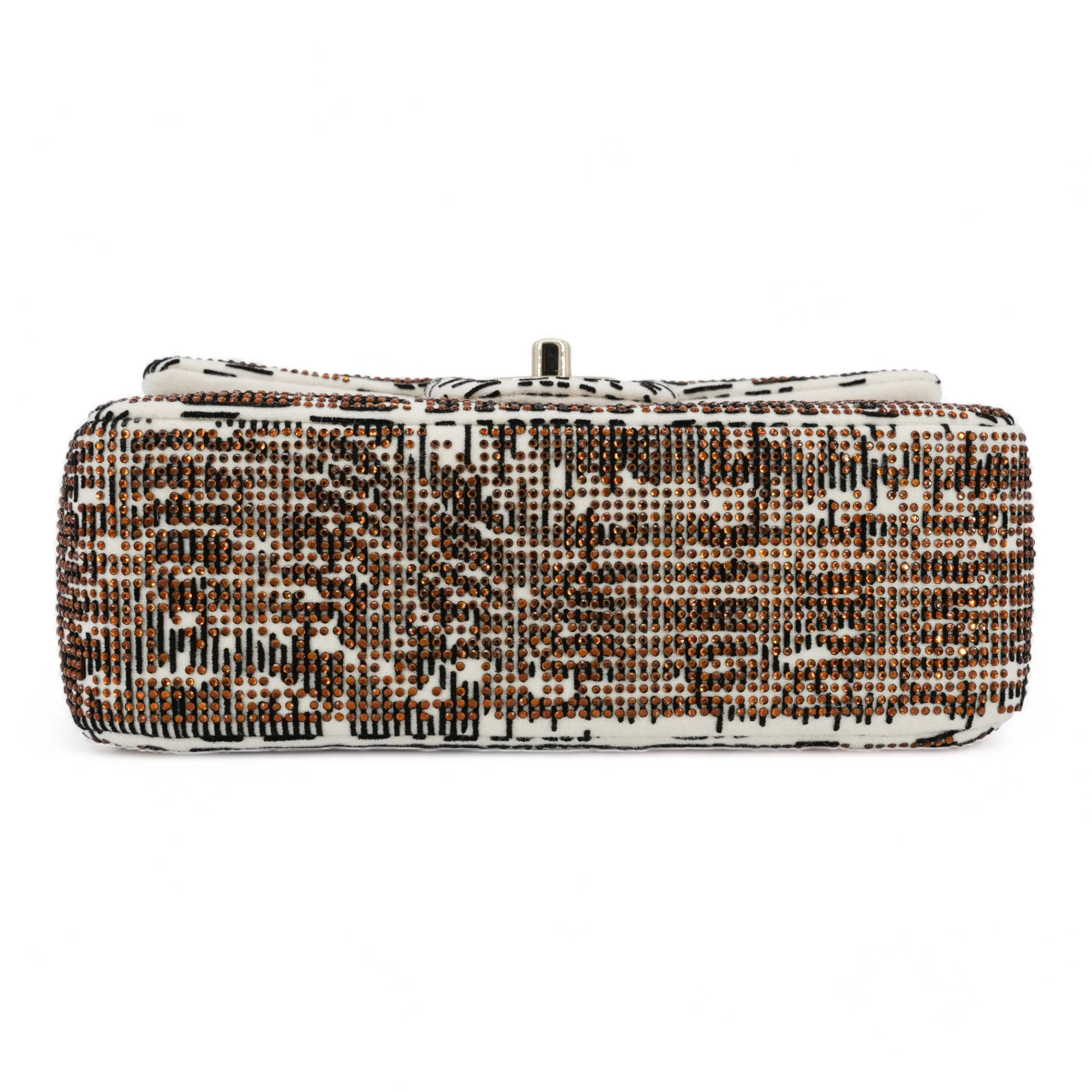 Bronze Swarovski Strass Tiger Print Mini Rectangular Flap Bag