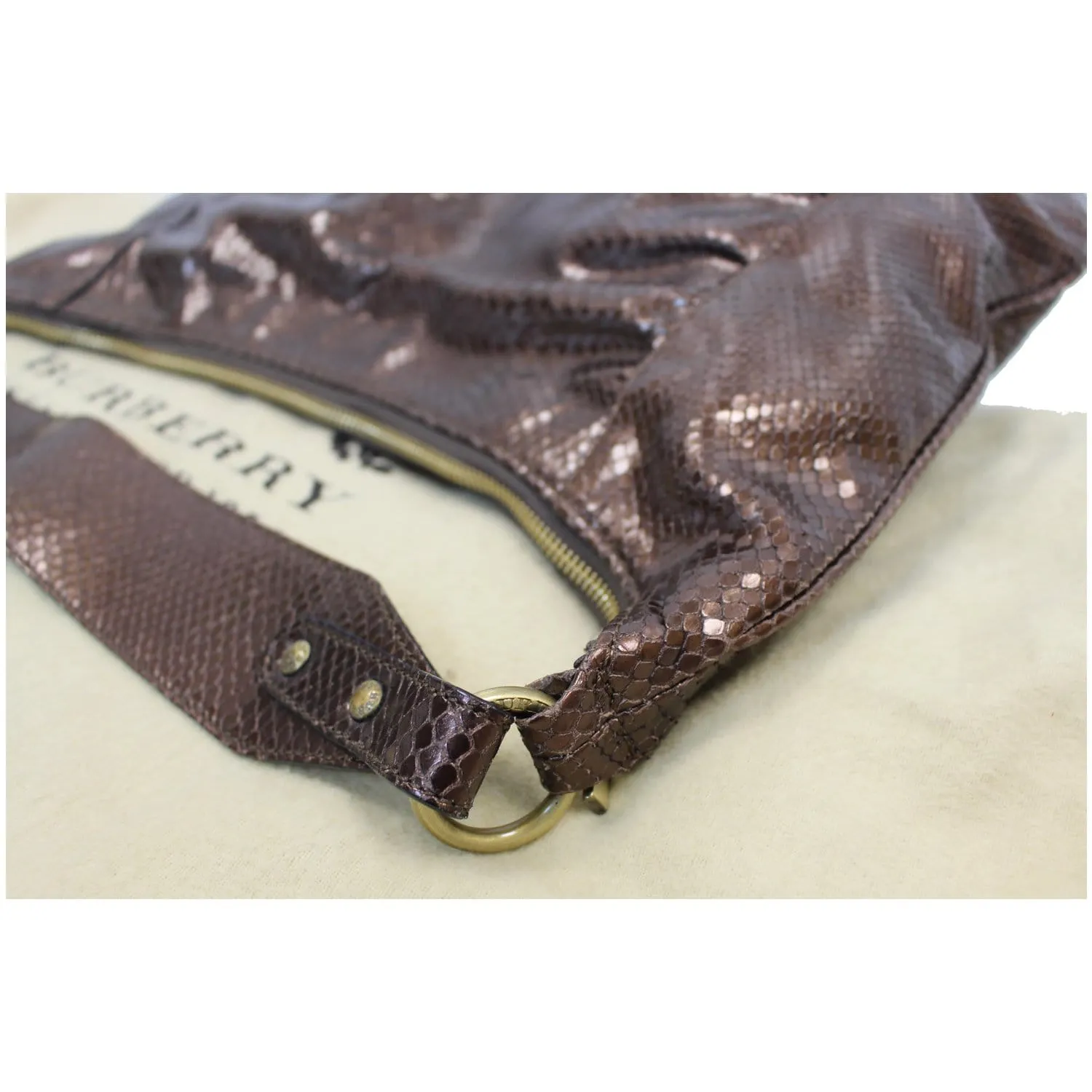 BURBERRY London Python Hobo Bag Bronze