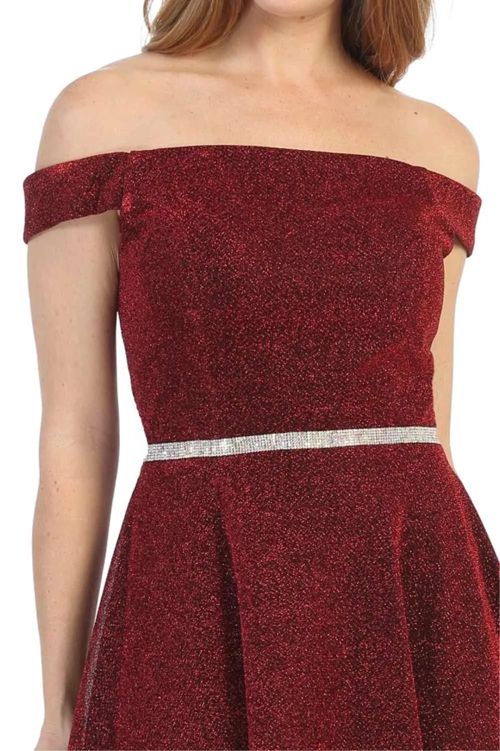 Celavie 6402S Off-Shoulder Knee Length Short Cocktail Dress A-Line