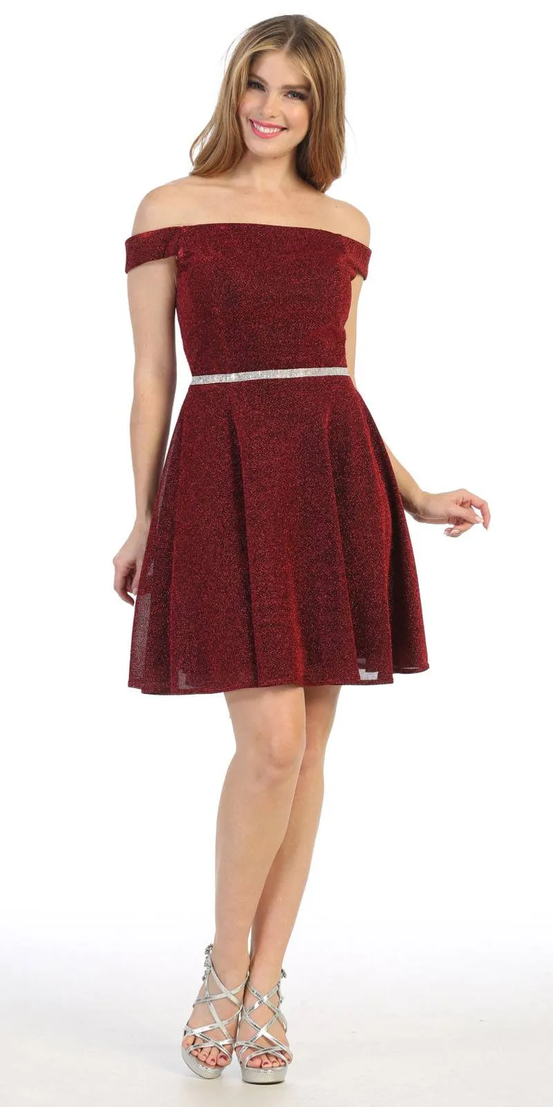 Celavie 6402S Off-Shoulder Knee Length Short Cocktail Dress A-Line
