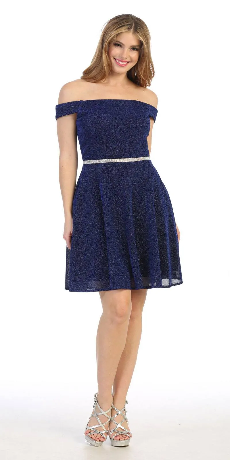 Celavie 6402S Off-Shoulder Knee Length Short Cocktail Dress A-Line