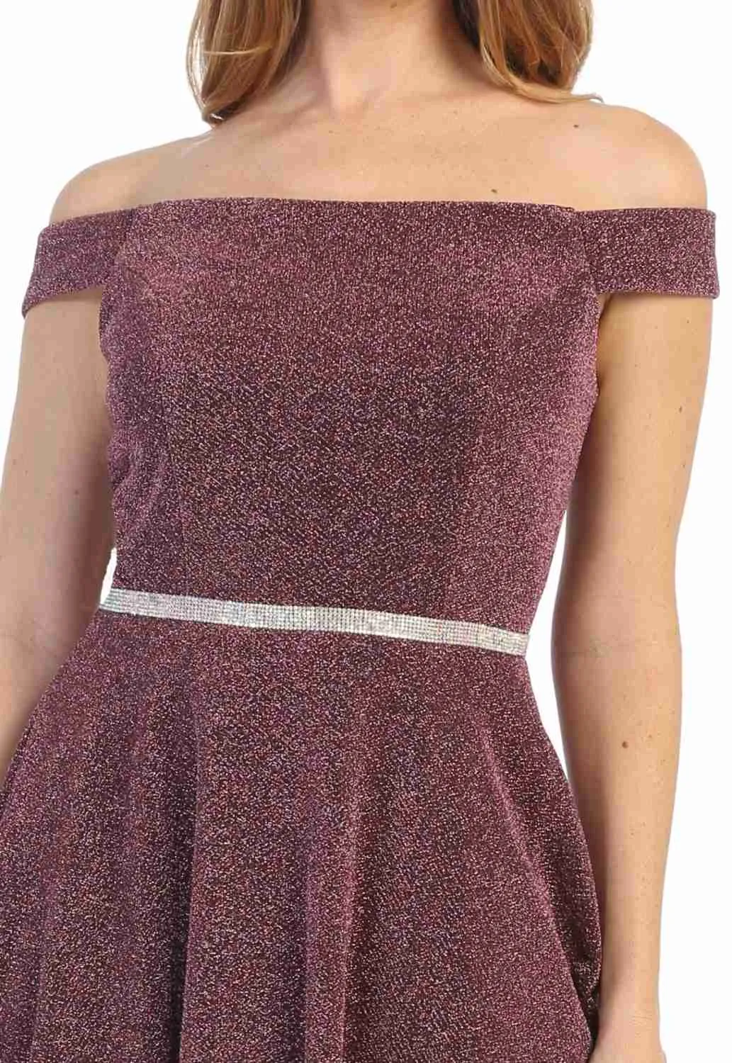 Celavie 6402S Off-Shoulder Knee Length Short Cocktail Dress A-Line