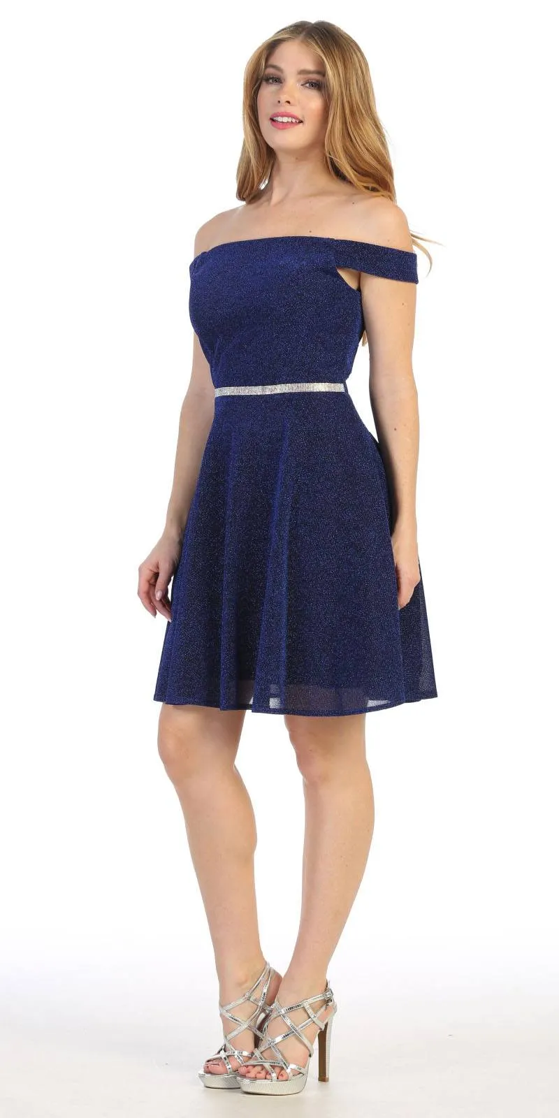 Celavie 6402S Off-Shoulder Knee Length Short Cocktail Dress A-Line